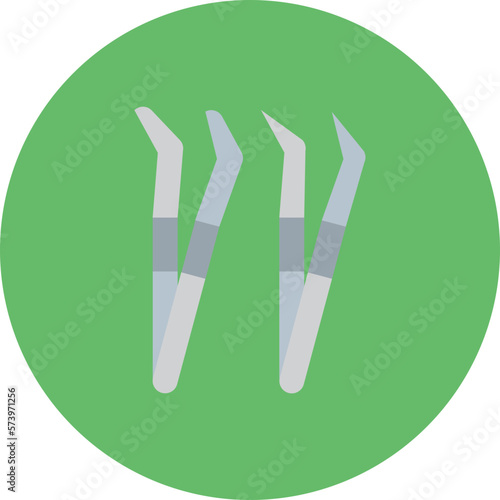 Tweezers Multicolor Circle Flat Icon