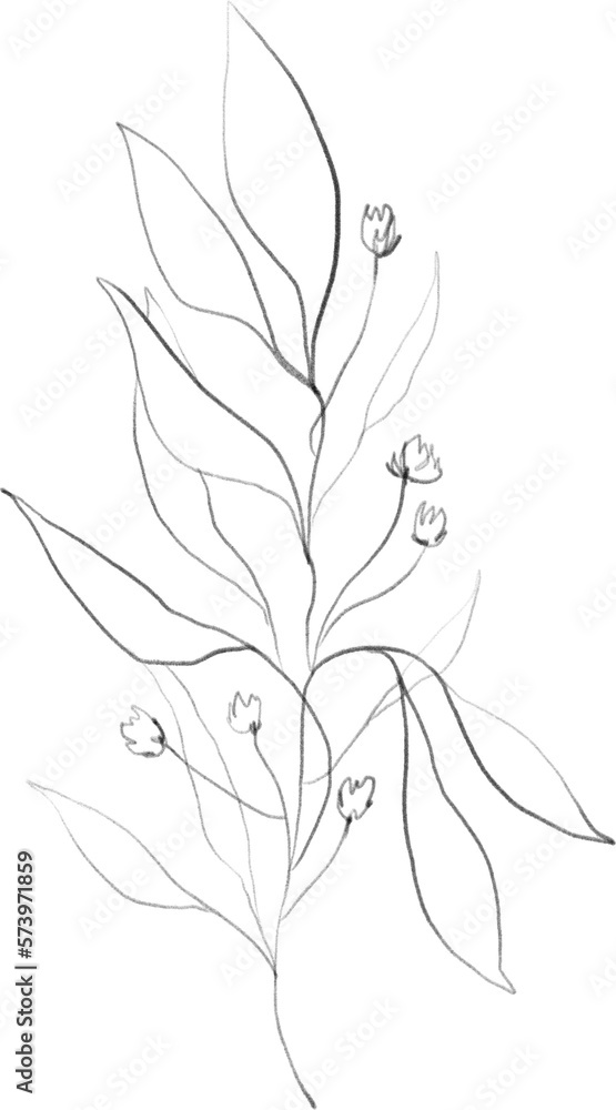 Naklejka premium Olive branch sketch, linear botanical drawing