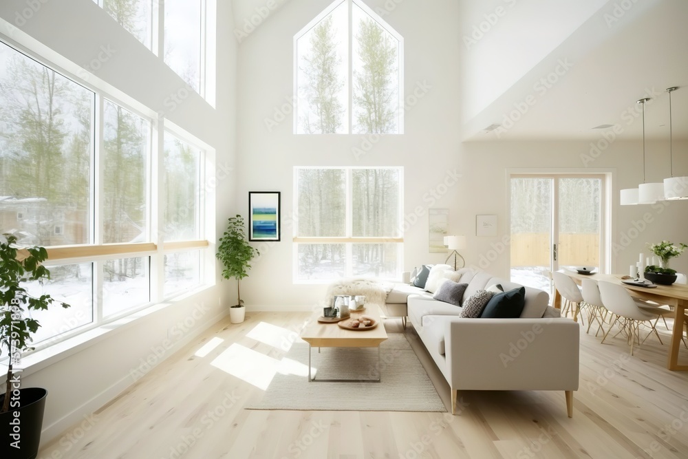 Fototapeta premium Modern interior. scandinavian style, Generative AI
