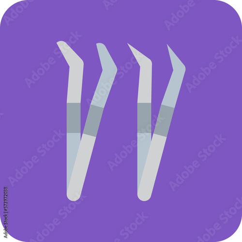 Tweezers Multicolor Round Corner Flat Icon