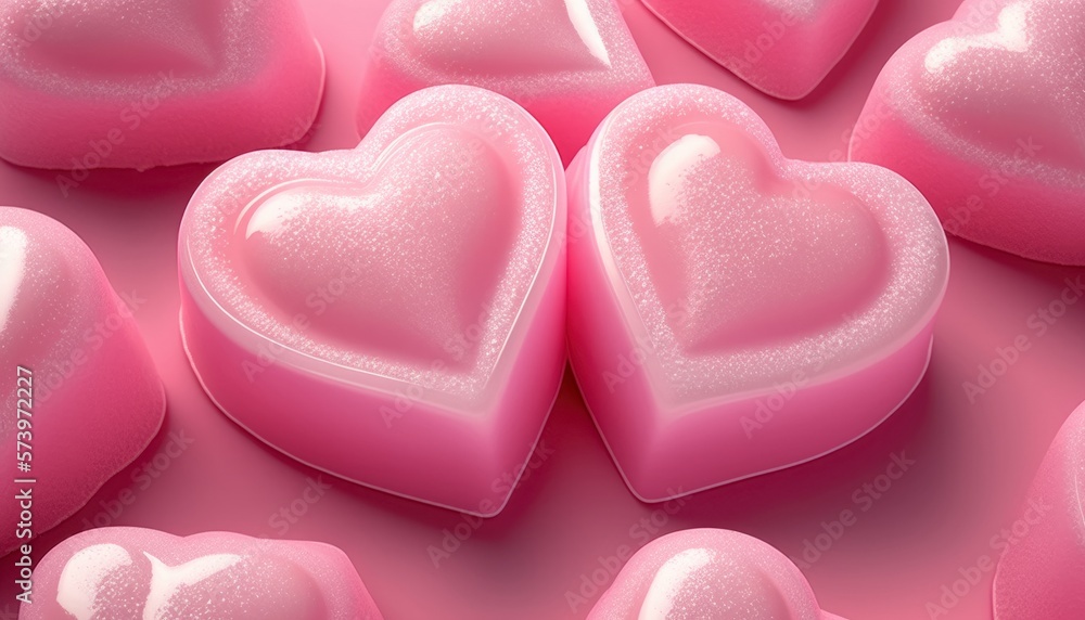 Obraz premium Two Sweet Love Candy Heart Shaped Gummy. Generative AI.