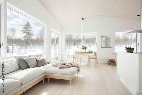 Modern interior. scandinavian style, Generative AI