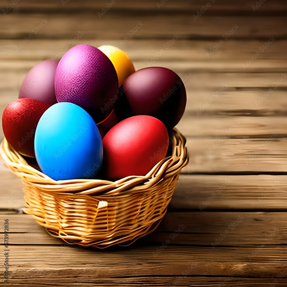 Easter eggs in a tatch basket - IA generativa Easter eggs in a tatch basket - IA generativa