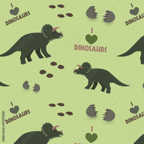 I love dinosaurs pattern with triceratops