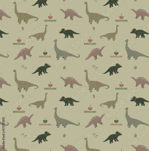 I love dinosaurs pattern with different dinosaurs