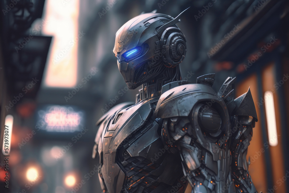 Robot in the big city. AI generative. Robot in the big city. AI generative.