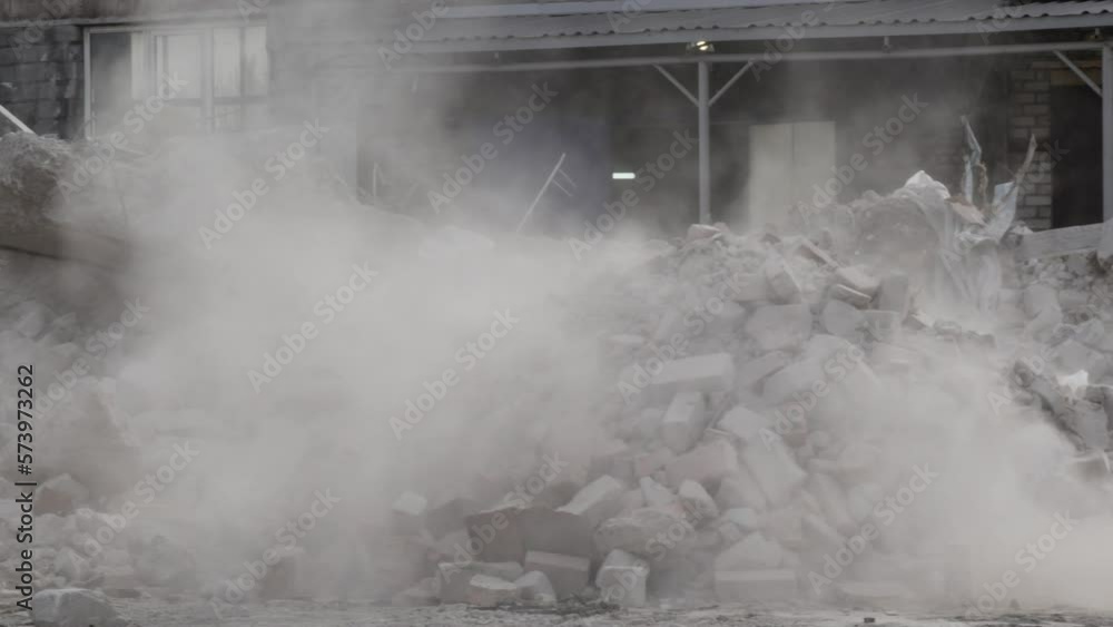 Closeup of bucket Excavator working to get rid of the rubbish in a