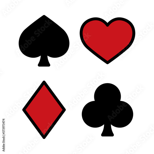 Group of colored blackjack card symbols Casino icons Vector