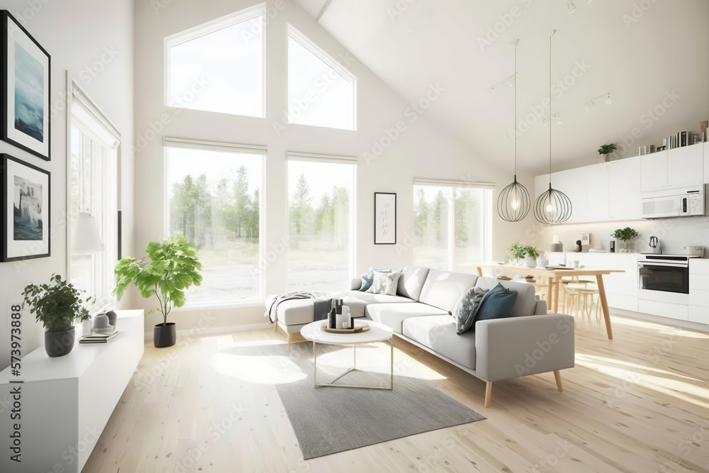Modern interior. scandinavian style, Generative AI Modern interior. scandinavian style, Generative AI