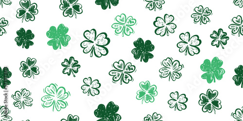 Saint Patricks Day, clover set, hand drawn illustrations.	

