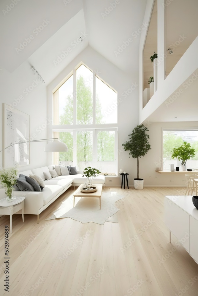 Fototapeta premium Modern interior. scandinavian style, Generative AI