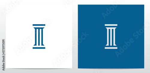 Slim Pillar Letter Logo Design M
