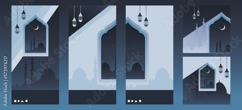 Ramadan Kareem Social Media Template Night Mosque Background