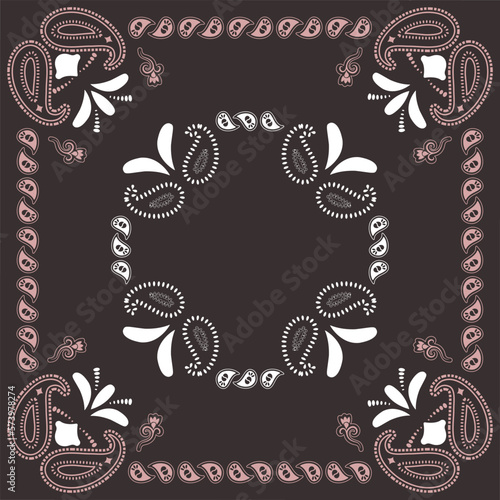 Grey bandana kerchief paisley fabric patchwork abstract vector seamless pattern.