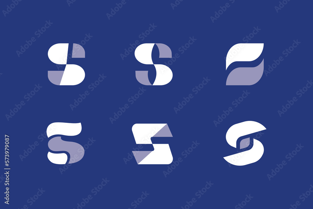 Blue Background with White Letter S Logos Set