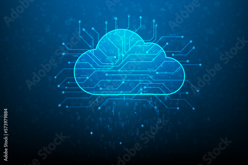 cloud server data digital technology circuit on blue dark background. business internet online low poly. download and upload data information storage. vector illustration fantastic digial design.