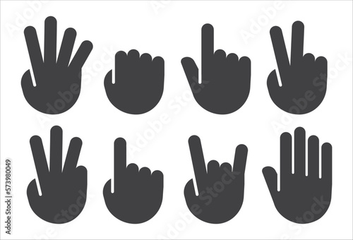 Hand gestures icon set. Hand geometric style icon. Hand sign language icon. Vector illustration