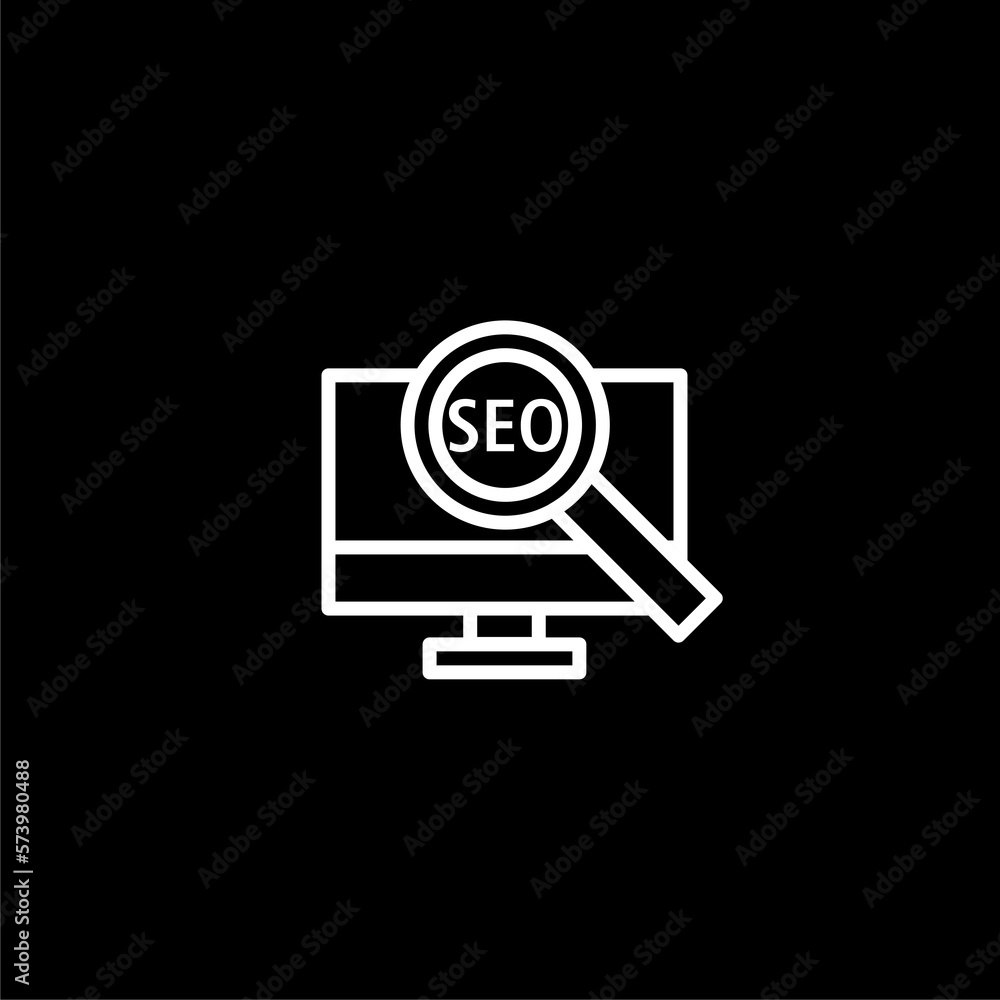Seo shopping bags line icon isolated on black background. Seo shopping bags line icon isolated on black background.