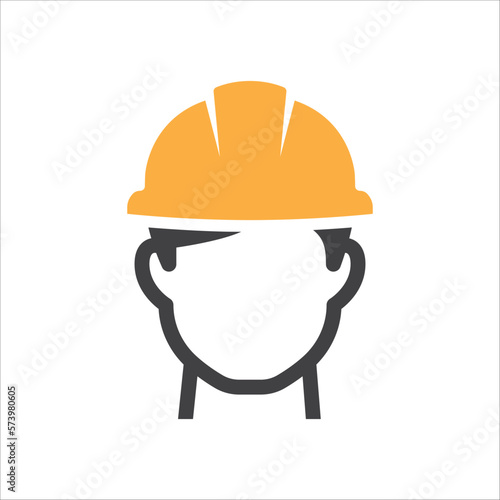 Construction worker icon. Safety man icon. Safety helmet icon. Vector illustration