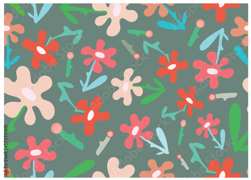 Seamless orange flower Abstract art nature background vector illustration, Modern shapes art for wallpaper web backdrop, Story board. Fabric material design.