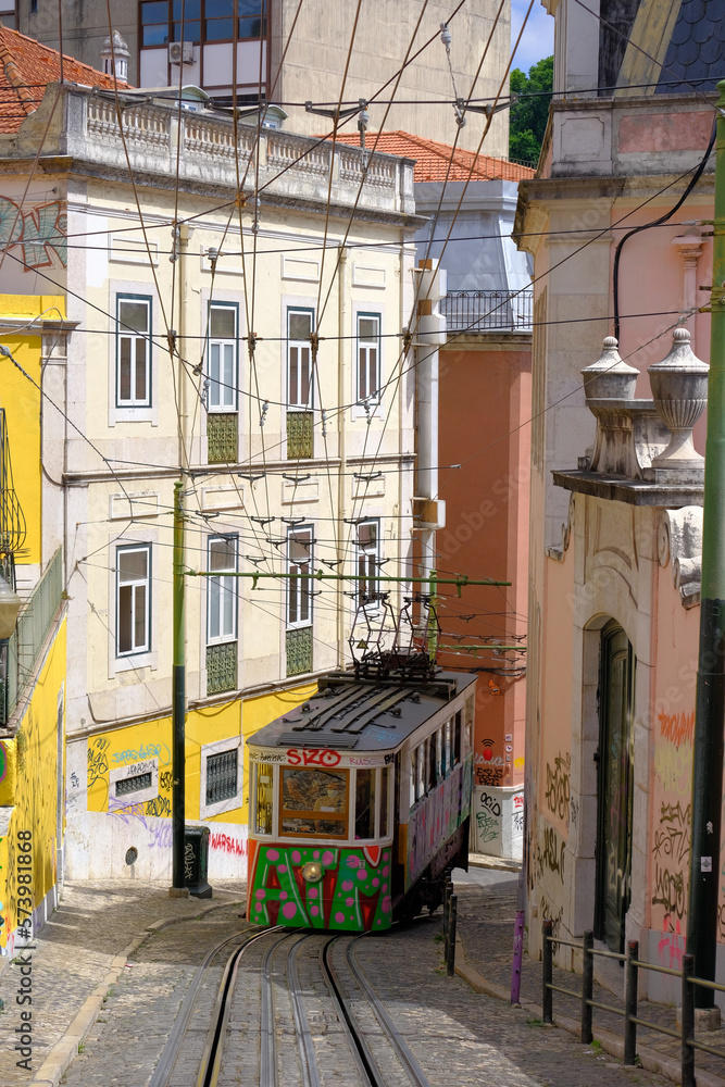 Fototapeta premium Electric train in Lisbon, Portugal