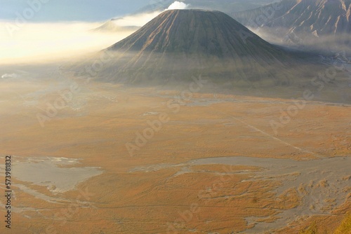 landscape conditions with desert when climbing the peak of Mount Bromo