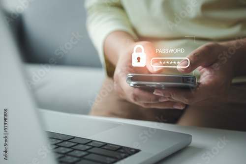Devices password protection to verify user before connect to internet. Password verification concept