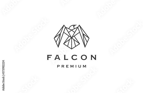 Falcon line art logo design template flat vector 
