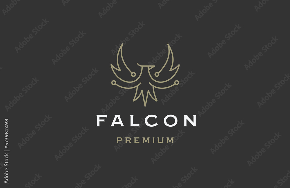 Falcon line art logo design template flat vector Falcon line art logo design template flat vector