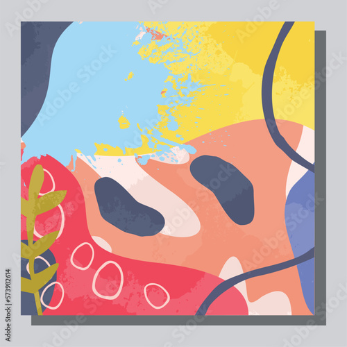  Illustration vector EPS 10 print. Hand draw painted abstract organic shapes. contemporary aesthetic boho mid century modern art in Scandinavian nordic design style 