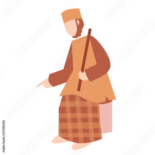 Angry father illustration. Muslim character. Parenting Illustration. 