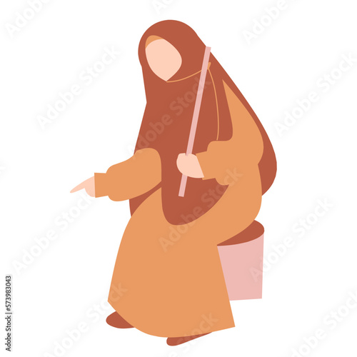 Angry mother illustration. Muslim character. Parenting Illustration. 