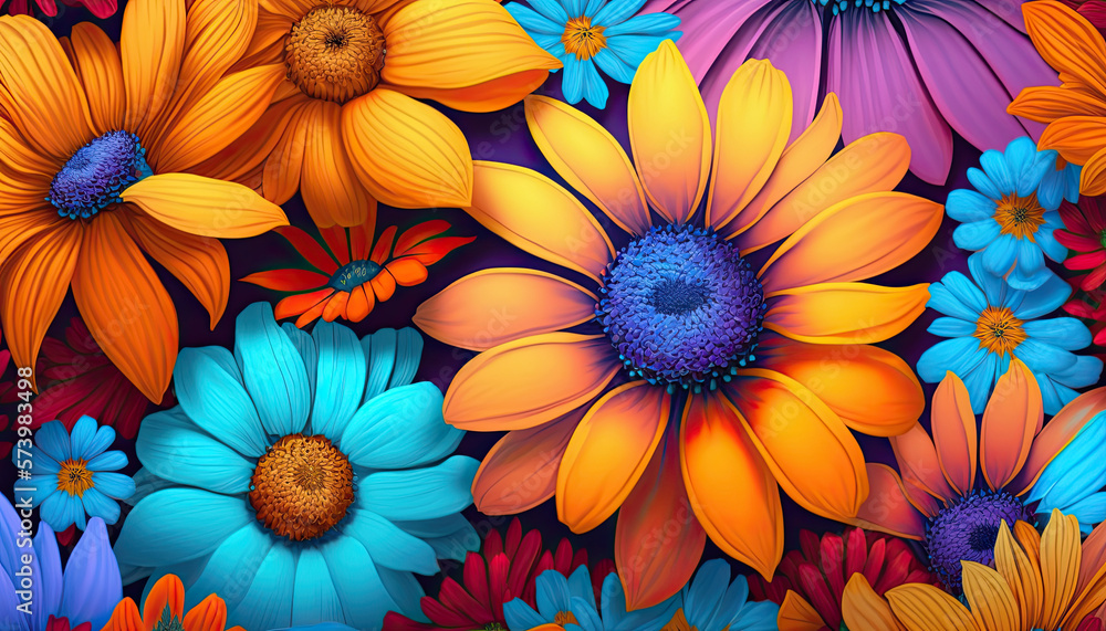 Joyful flower wallpaper background created using generative AI tools Joyful flower wallpaper background created using generative AI tools