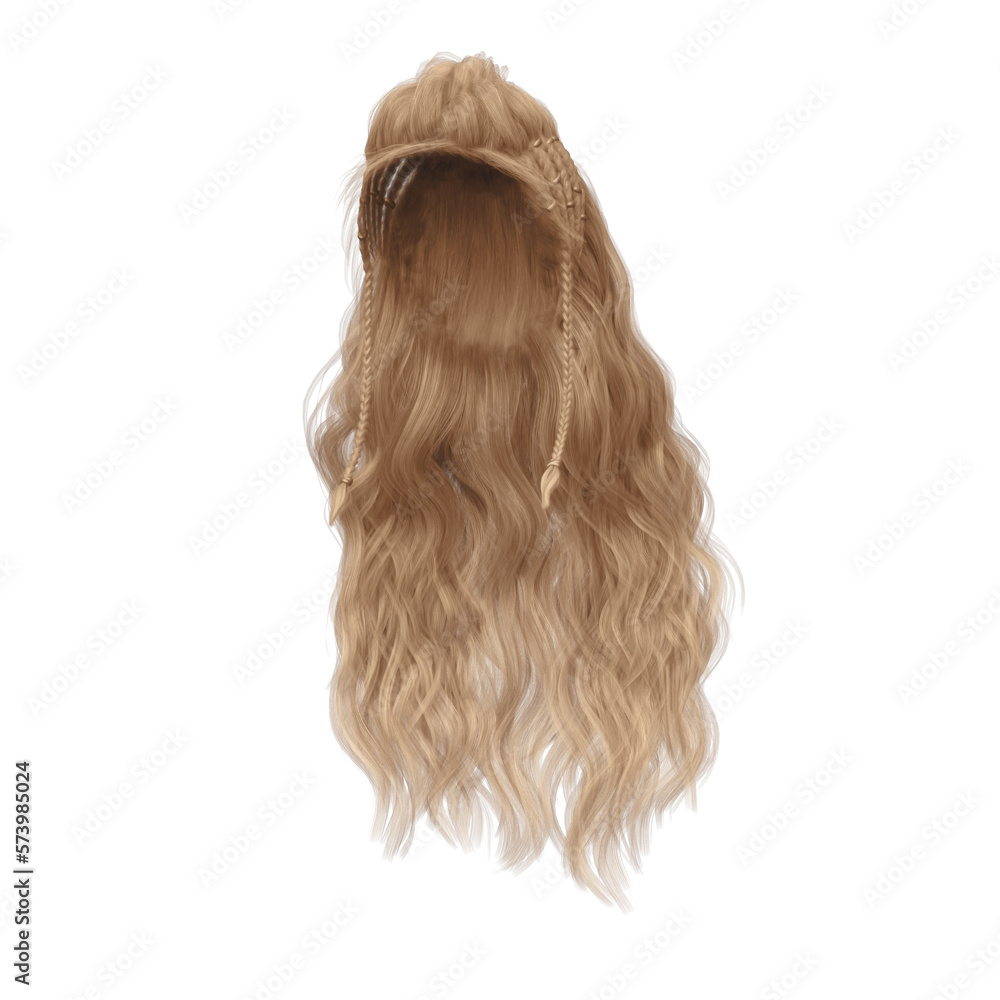 Naklejka premium Long hair high fantasy isolated 3d render blonde