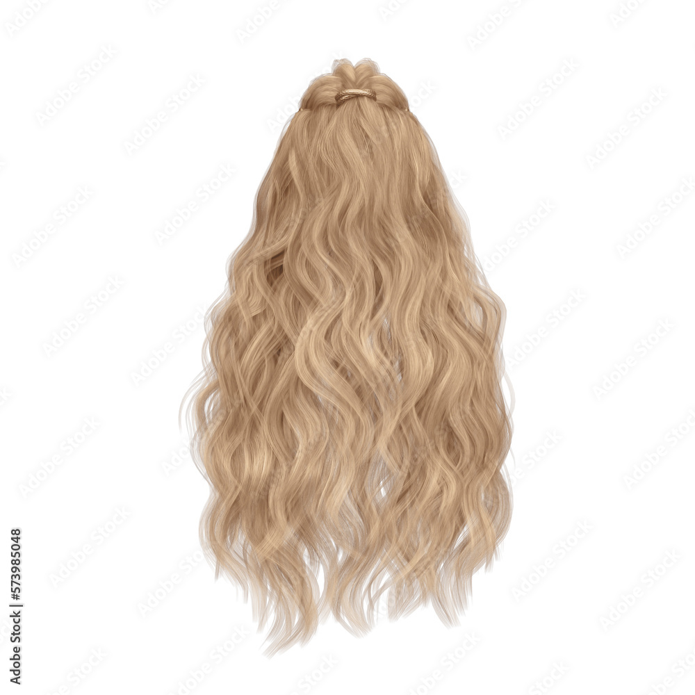 Long hair high fantasy isolated 3d render blonde Long hair high fantasy isolated 3d render blonde