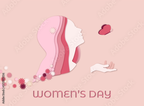 the flat paper cut silhouette of a woman with long hair and a butterfly