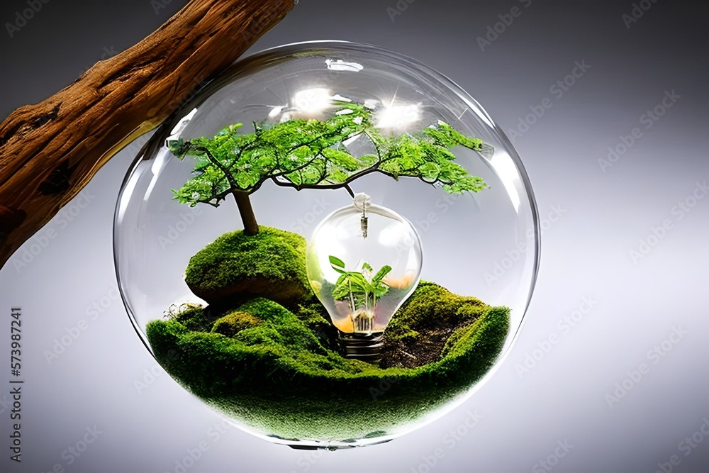 Terrarium inside a bubble. Generative AI Terrarium inside a bubble. Generative AI