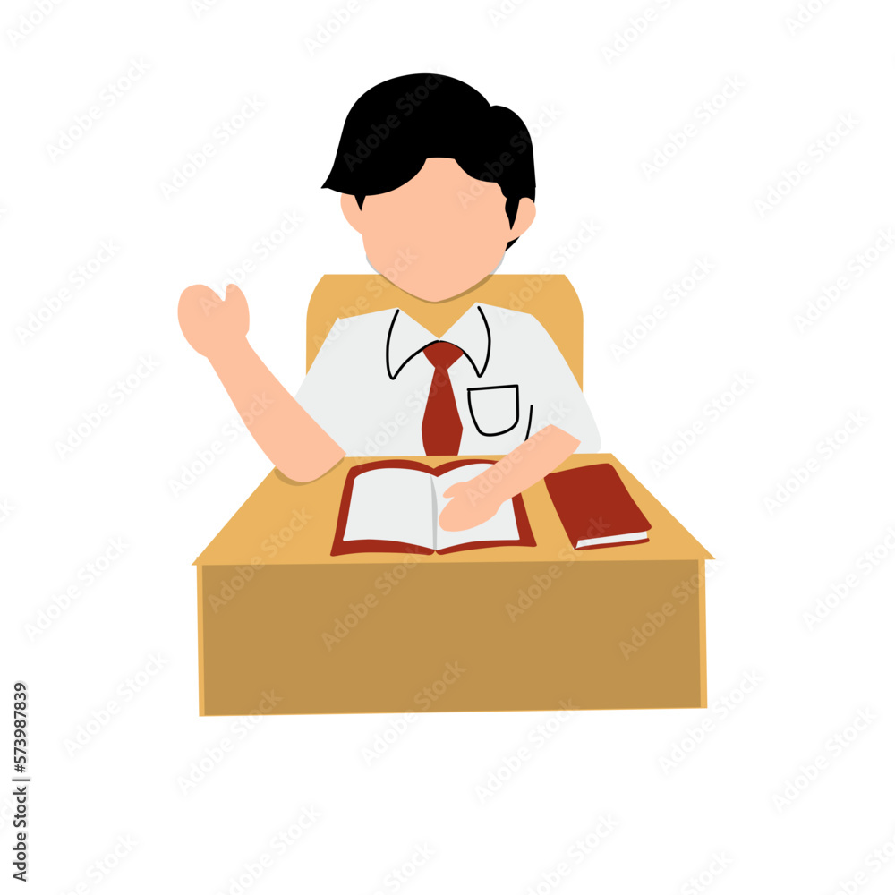 Indonesia student illustration. Student Illustration. Indonesian boy studying in classroom. Back to school. Indonesia student illustration. Student Illustration. Indonesian boy studying in classroom. Back to school.