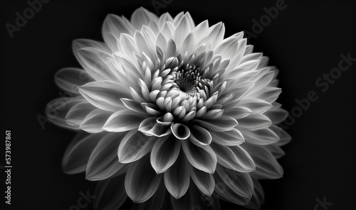  a black and white photo of a flower with a black background.  generative ai