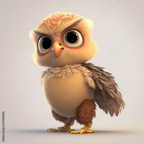 cute cartoon baby hawk bird, generative AI