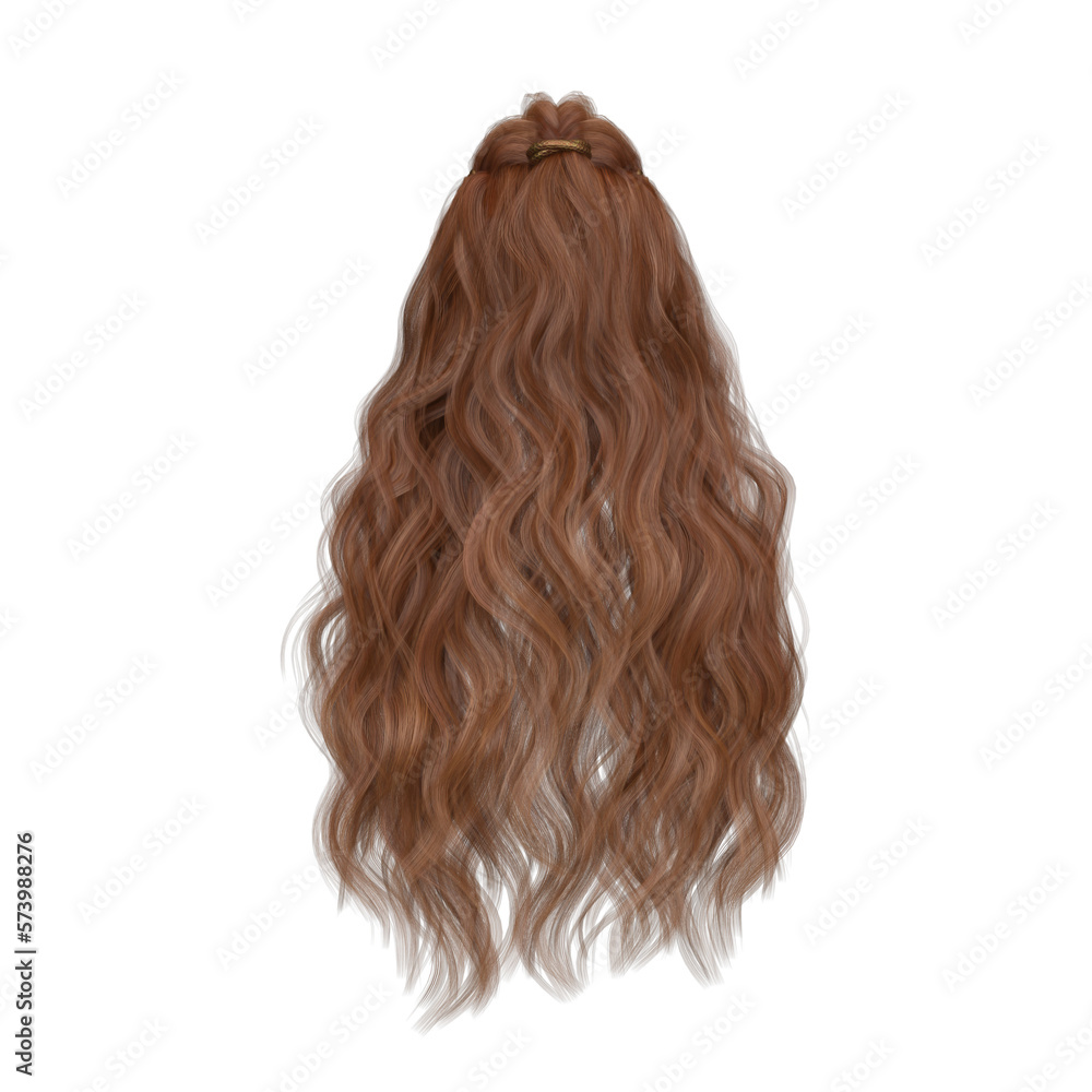 Long hair high fantasy isolated 3d render red copper hair Long hair high fantasy isolated 3d render red copper hair