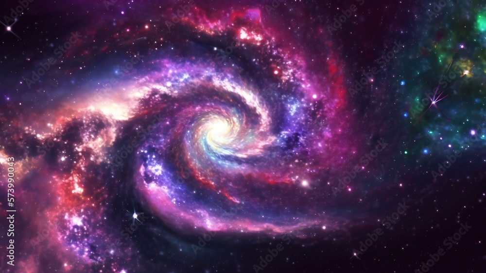 Spiral Stunning Galaxy. Colorful space background wallpaper. Generative AI. Spiral Stunning Galaxy. Colorful space background wallpaper. Generative AI.