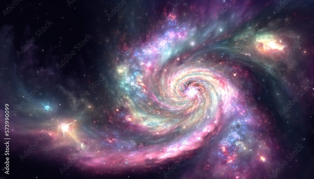 Spiral Stunning Galaxy. Colorful space background wallpaper. Generative AI. Spiral Stunning Galaxy. Colorful space background wallpaper. Generative AI.