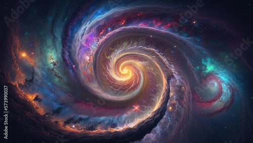 Spiral Stunning Galaxy. Colorful space background wallpaper. Generative AI.