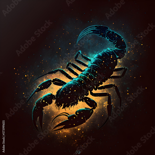 Scorpio Horoscope Sign. Ai Generated Illustration. Outer Space Background. Lunar Zodiac. © anna_leni