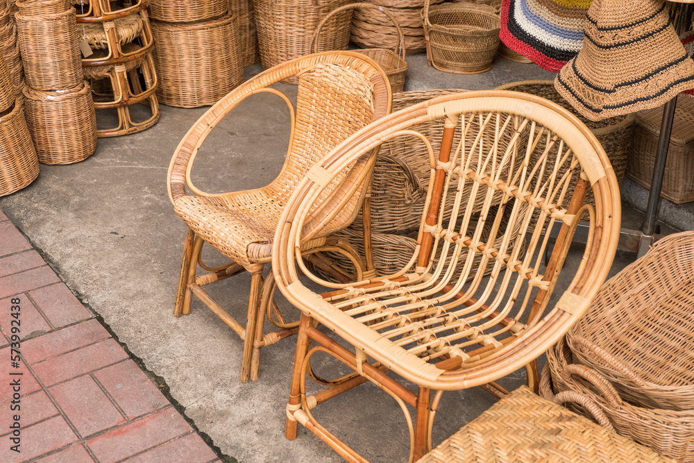 Wicker shop located on Chang Moi road Thailand,local art and craft at Chiangmai Thailand.