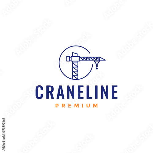 building construction heavy equipment crane minimal line logo design vector icon