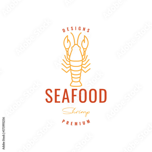 creature biota sea shrimp lobster food seafood delicious taste line art logo design vector icon