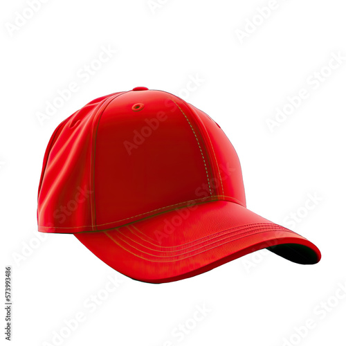 Baseball cap isolated, mockup template. Red baseball hat. Design template. Mock-up for branding and advertise isolated on transparent background.