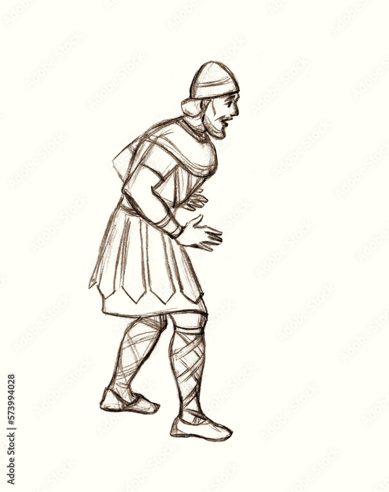 Pencil drawing. Soldier on the battlefield Pencil drawing. Soldier on the battlefield